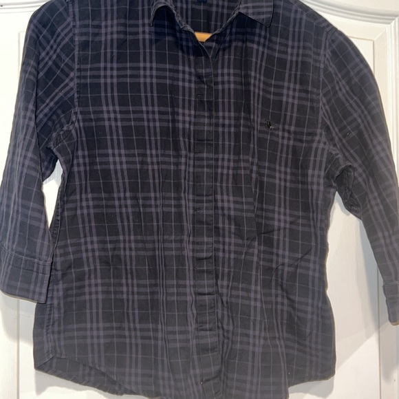 Vintage Boys Burberry London Dark Plaid Button-up - Picture 5 of 5